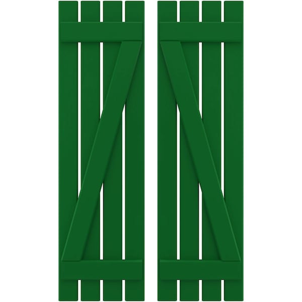 Ekena Millwork Americraft 4-Board (2 Batten) Wood Spaced Board-n-Batten Shutters w/ Z-Bar, ARW102SB415X77HGH, PR ARW102SB415X77HGH - main